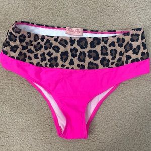 Pink lily  high waisted bikini bottom